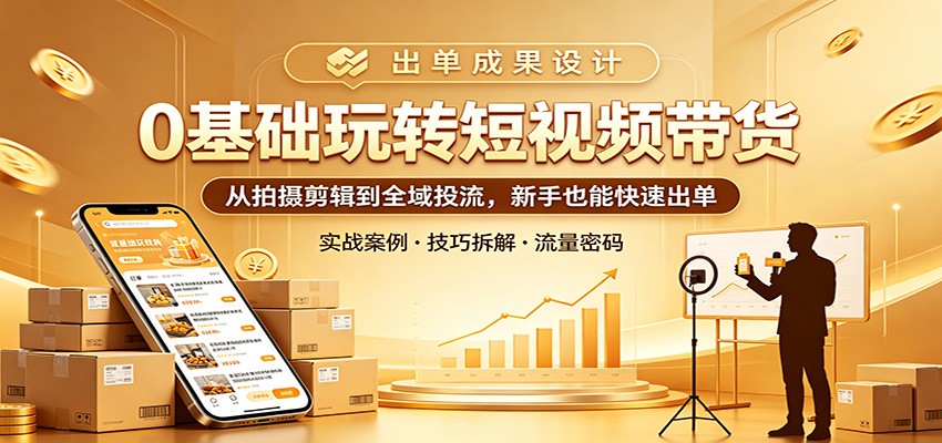 0基础玩转短视频带货：从拍摄剪辑到全域投流，新手也能快速出单-青鹤工作室