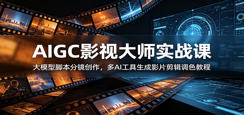 AIGC影视大师实战课：大模型脚本分镜创作，多AI工具生成影片剪辑调色教程-青鹤工作室