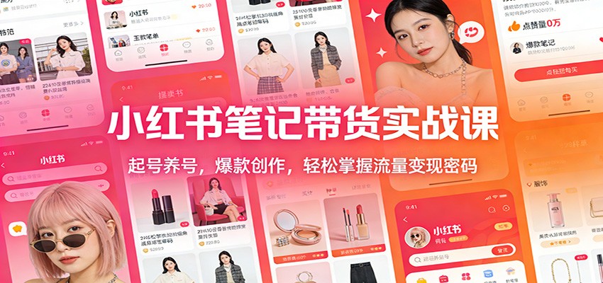 小红书笔记带货实战课：起号养号，爆款创作，轻松掌握流量变现密码-青鹤工作室