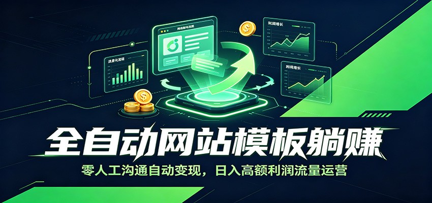 全自动网站模板躺赚：零人工沟通自动变现，日入高额利润流量运营-青鹤工作室
