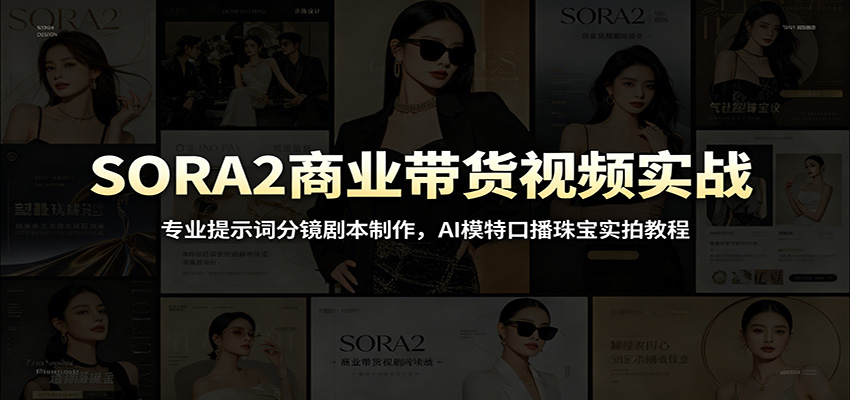 SORA2商业带货视频实战：专业提示词分镜剧本制作，AI模特口播珠宝实拍教程-青鹤工作室