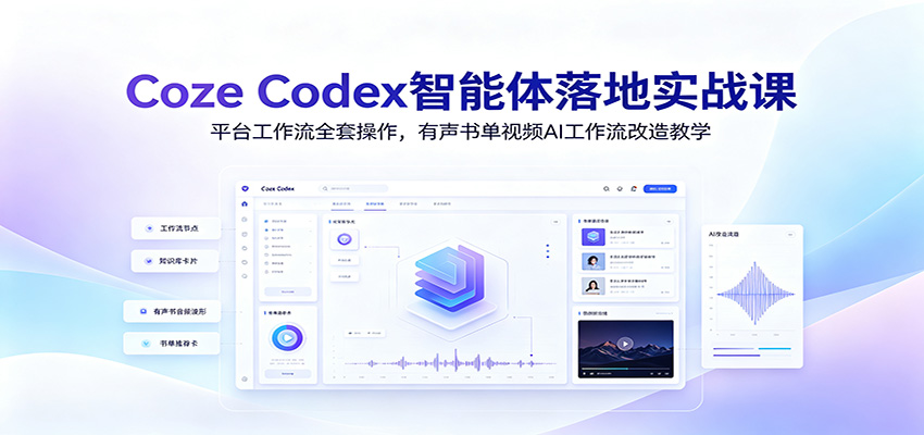 Coze Codex智能体落地实战课：平台工作流全套操作，有声书单视频AI工作流改造教学-青鹤工作室