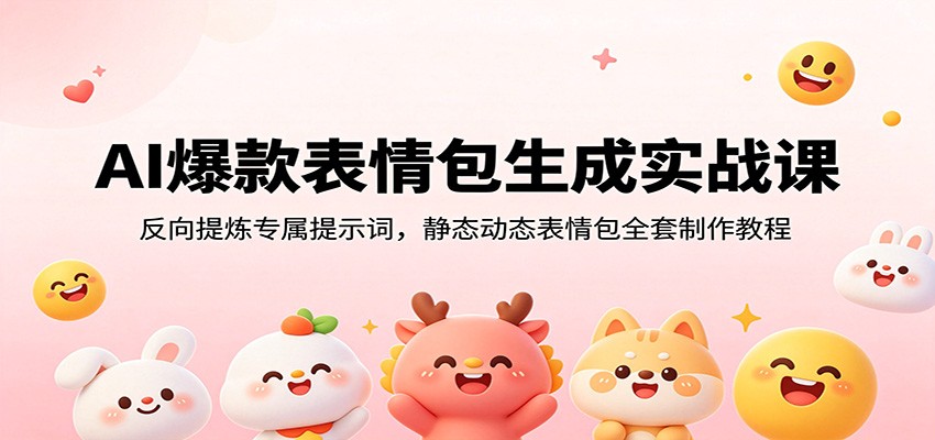 AI爆款表情包生成实战课：反向提炼专属提示词，静态动态表情包全套制作教程-青鹤工作室