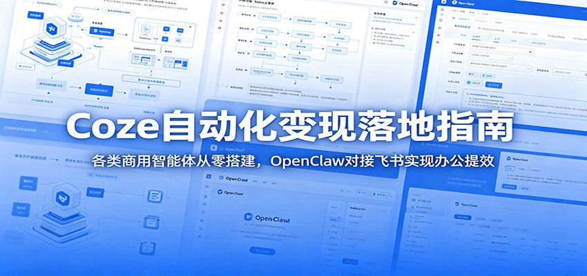 Coze自动化变现落地指南：各类商用智能体从零搭建，OpenClaw对接飞书实现办公提效-青鹤工作室