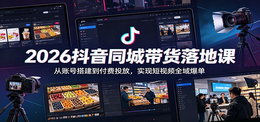 2026抖音同城带货落地课：从账号搭建到付费投放，实现短视频全域爆单-青鹤工作室
