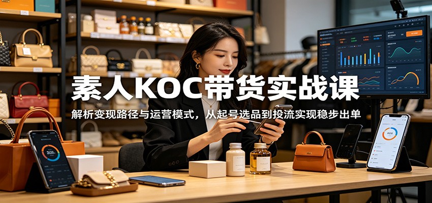 素人KOC带货实战课：解析变现路径与运营模式，从起号选品到投流实现稳步出单-青鹤工作室