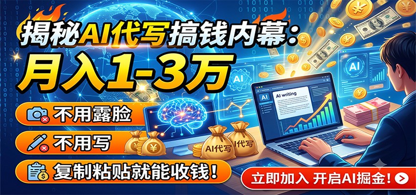 揭秘AI代写搞钱内幕：月入1-3万，不用露脸不用写，复制粘贴就能收钱！-青鹤工作室