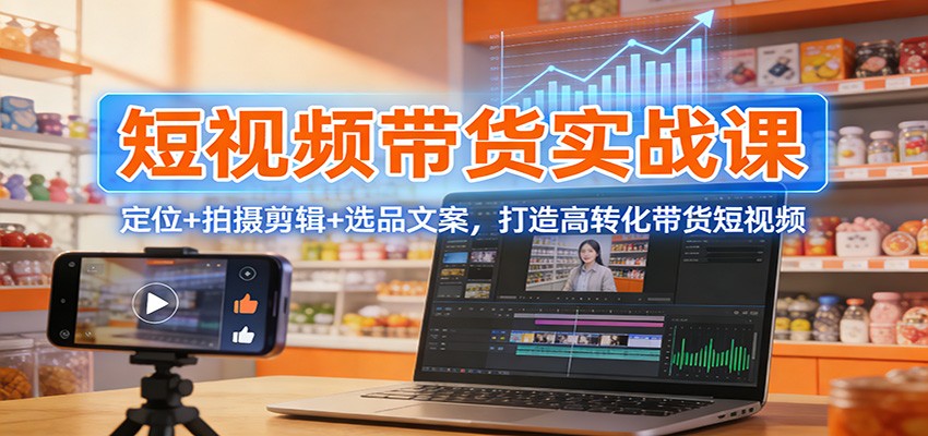 短视频带货实战课：定位+拍摄剪辑+选品文案，打造高转化带货短视频-青鹤工作室
