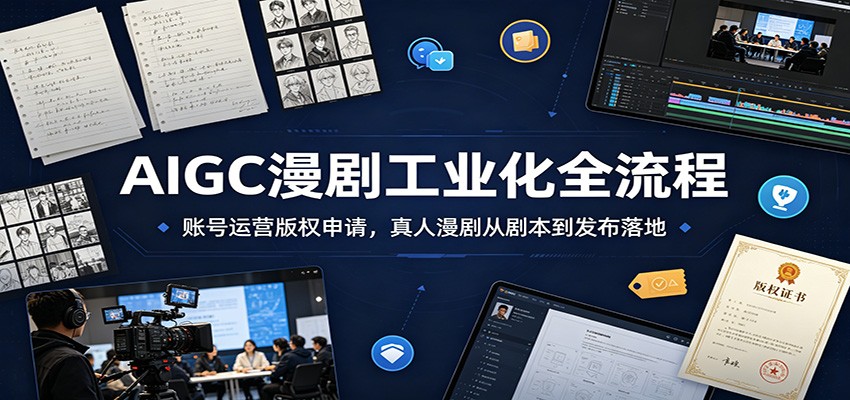 AIGC漫剧工业化全流程：账号运营版权申请，真人漫剧从剧本到发布落地-青鹤工作室