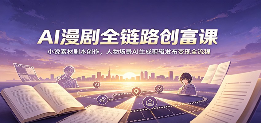 AI漫剧全链路创富课：小说素材剧本创作，人物场景AI生成剪辑发布变现全流程-青鹤工作室