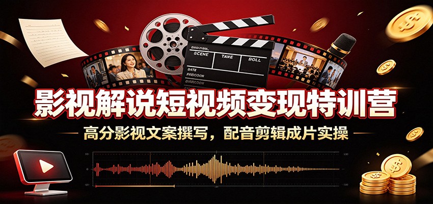 影视解说短视频变现特训营：高分影视文案撰写，配音剪辑成片实操-青鹤工作室