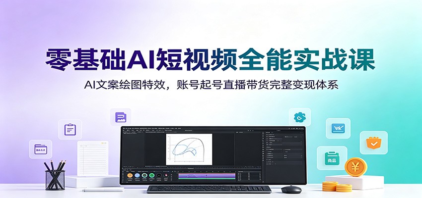 零基础AI短视频全能实战课：AI文案绘图特效，账号起号直播带货完整变现体系-青鹤工作室