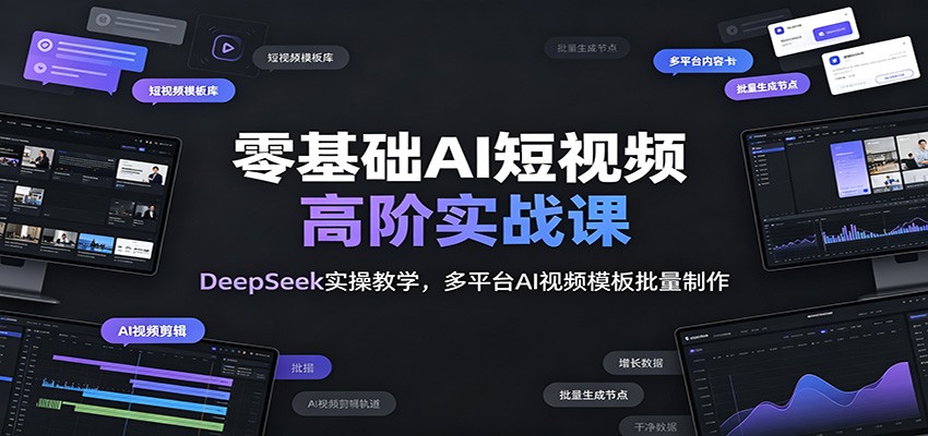 零基础AI短视频高阶实战课：DeepSeek实操教学，多平台AI视频模板批量制作-青鹤工作室