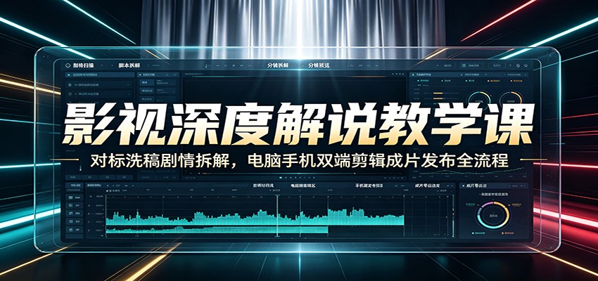 影视深度解说教学课：对标洗稿剧情拆解，电脑手机双端剪辑成片发布全流程-青鹤工作室