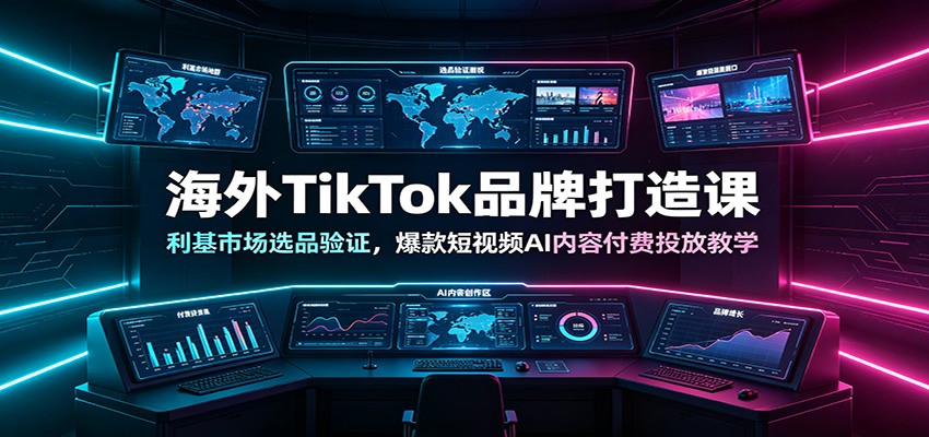 海外TikTok品牌打造课：利基市场选品验证，爆款短视频AI内容付费投放教学-青鹤工作室