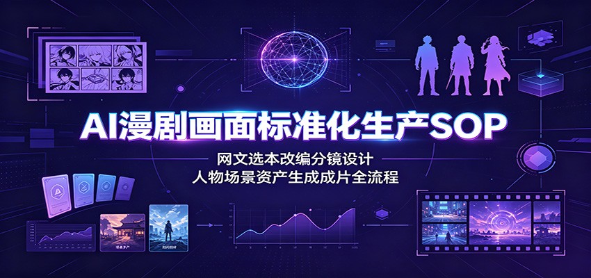 AI漫剧画面标准化生产SOP：网文选本改编分镜设计，人物场景资产生成成片全流程-青鹤工作室