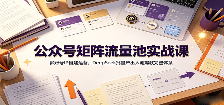公众号矩阵流量池实战课：多账号IP搭建运营，DeepSeek批量产出入池爆款完整体系-青鹤工作室