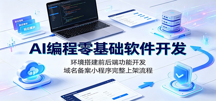 AI编程零基础软件开发：环境搭建前后端功能开发，域名备案小程序完整上架流程-青鹤工作室