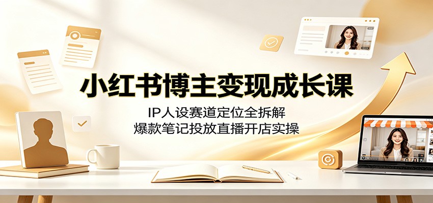 小红书博主变现成长课：IP人设赛道定位全拆解，爆款笔记投放直播开店实操-青鹤工作室