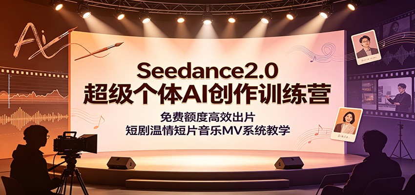 Seedance2.0超级个体AI创作训练营：免费额度高效出片，短剧温情短片音乐MV系统教学-青鹤工作室