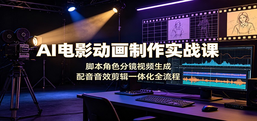 AI电影动画制作实战课：脚本角色分镜视频生成，配音音效剪辑一体化全流程-青鹤工作室