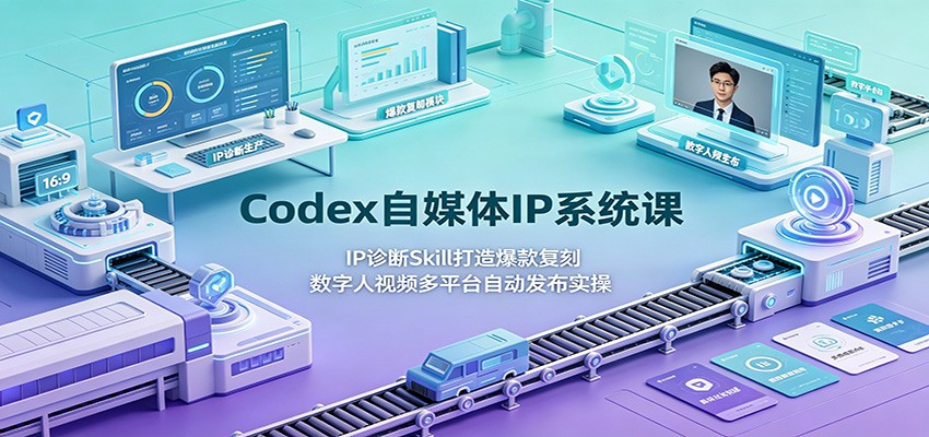 Codex自媒体IP系统课：IP诊断Skill打造爆款复刻，数字人视频多平台自动发布实操-青鹤工作室