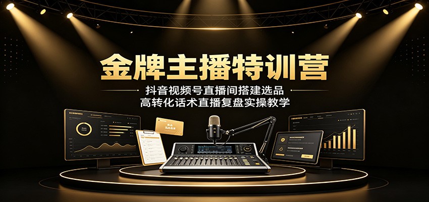 金牌主播特训营：抖音视频号直播间搭建选品，高转化话术直播复盘实操教学-青鹤工作室