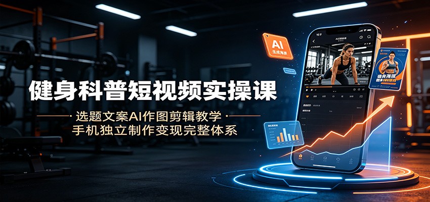 健身科普短视频实操课：选题文案AI作图剪辑教学，手机独立制作变现完整体系-青鹤工作室