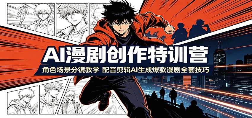 AI漫剧创作特训营：角色场景分镜教学，配音剪辑AI生成爆款漫剧全套技巧-青鹤工作室