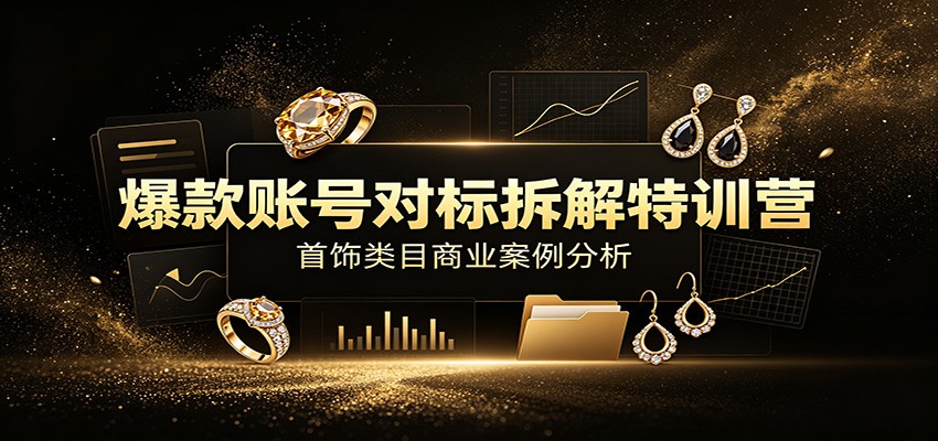 爆款账号对标拆解特训营：首饰类目商业案例分析，配套完整资料内容-青鹤工作室