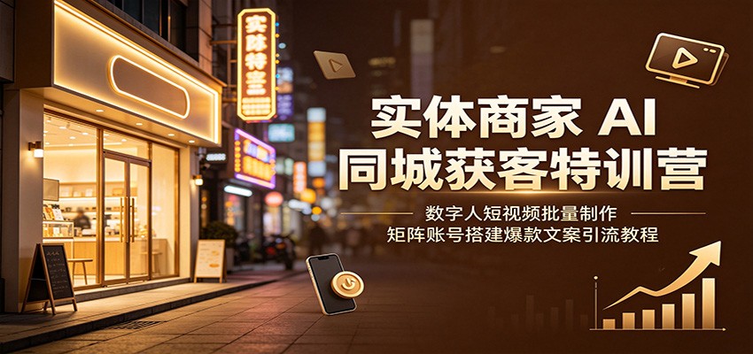 实体商家AI同城获客特训营：数字人短视频批量制作，矩阵账号搭建爆款文案引流教程-青鹤工作室