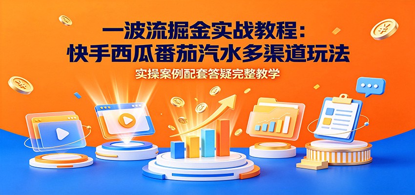 一波流掘金实战教程：快手西瓜番茄汽水多渠道玩法，实操案例配套答疑完整教学-青鹤工作室