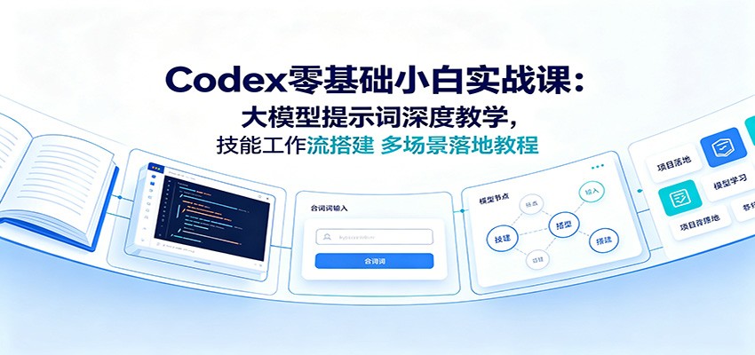 Codex零基础小白实战课：大模型提示词深度教学，技能工作流搭建多场景落地教程-青鹤工作室