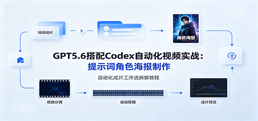 GPT5.6搭配Codex自动化视频实战：提示词角色海报制作，自动化成片工作流拆解教程-青鹤工作室