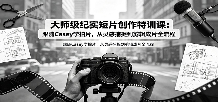 大师级纪实短片创作特训课：跟随Casey学拍片，从灵感捕捉到剪辑成片全流程-青鹤工作室