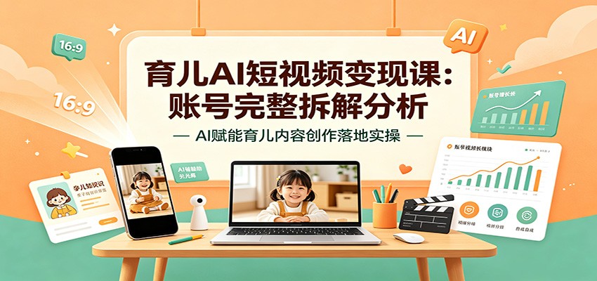 育儿AI短视频变现课：账号完整拆解分析，AI赋能育儿内容创作落地实操-青鹤工作室