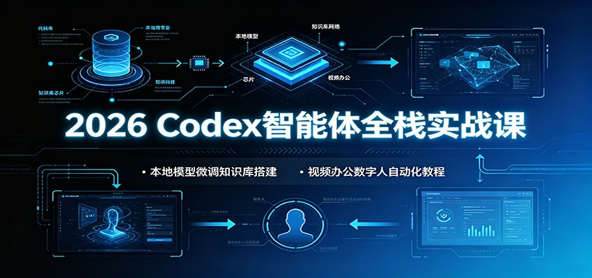 2026 Codex智能体全栈实战课：本地模型微调知识库搭建，视频办公数字人自动化教程-青鹤工作室