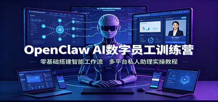OpenClaw AI数字员工训练营：零基础搭建智能工作流，多平台私人助理实操教程-青鹤工作室