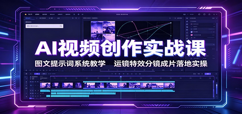AI视频创作实战课：图文提示词系统教学，运镜特效分镜成片落地实操-青鹤工作室