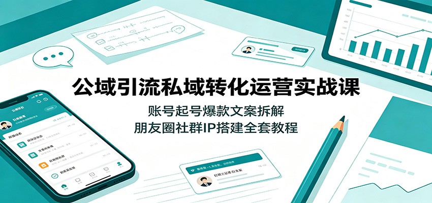 公域引流私域转化运营实战课：账号起号爆款文案拆解，朋友圈社群IP搭建全套教程-青鹤工作室