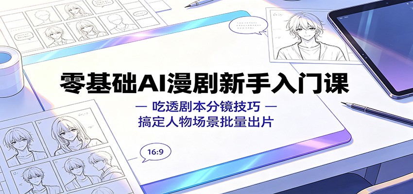 零基础AI漫剧新手入门课：吃透剧本分镜技巧，搞定人物场景批量出片-青鹤工作室