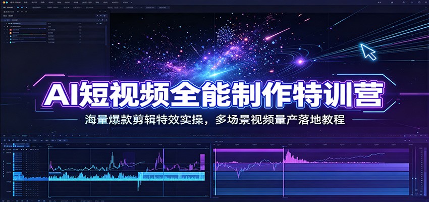 AI短视频全能制作特训营:海量爆款剪辑特效实操,多场景视频量产落地教程-青鹤工作室