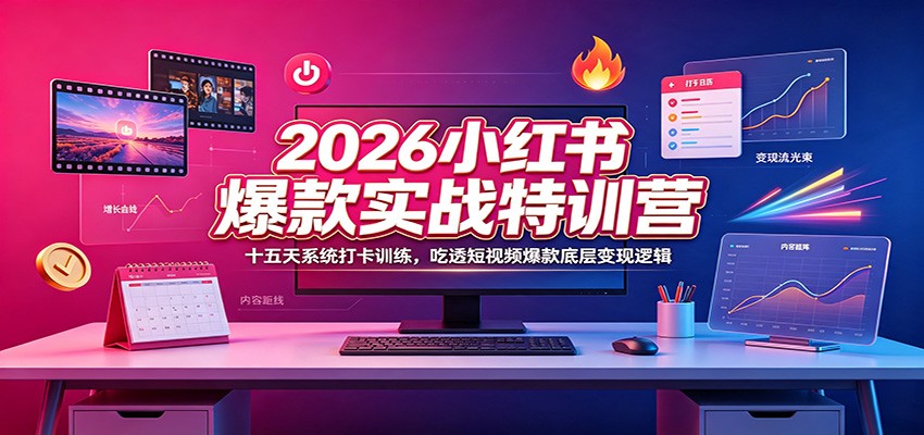 2026小红书爆款实战特训营：十五天系统打卡训练，吃透短视频爆款底层变现逻辑-青鹤工作室