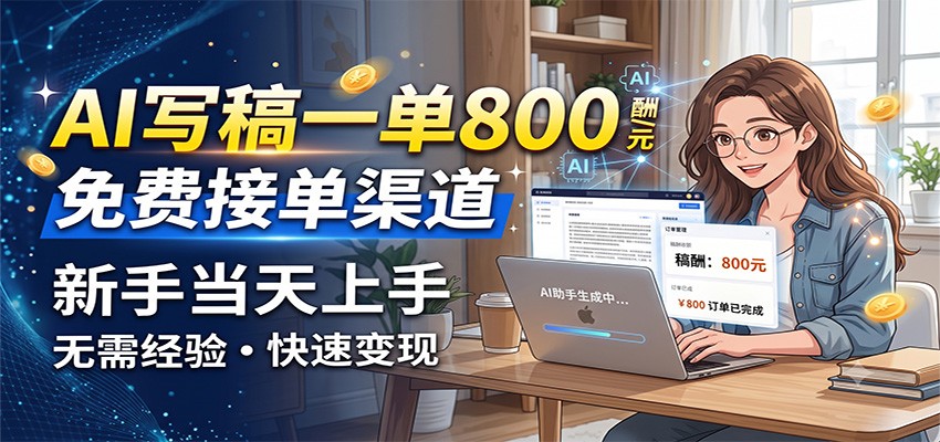 AI写稿一单800，免费接单渠道，一单一结几十到上千，新手当天上手-青鹤工作室