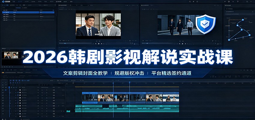 2026韩剧影视解说实战课：文案剪辑封面全教学，规避版权冲击平台精选签约通道-青鹤工作室