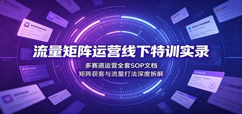 流量矩阵运营线下特训实录：多赛道运营全套SOP文档，矩阵获客与流量打法深度拆解-青鹤工作室
