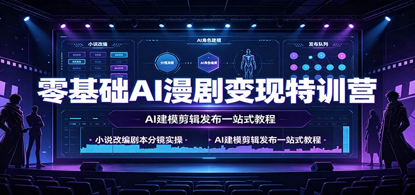 零基础AI漫剧变现特训营：小说改编剧本分镜实操，AI建模剪辑发布一站式教程-青鹤工作室