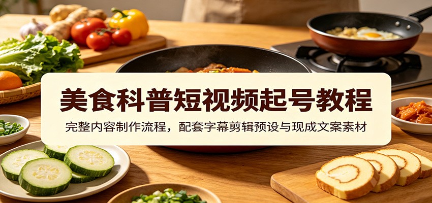 美食科普短视频起号教程：完整内容制作流程，配套字幕剪辑预设与现成文案素材-青鹤工作室