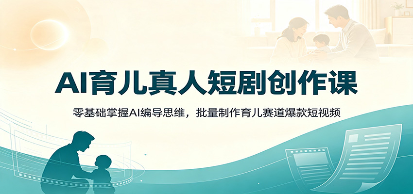 AI育儿真人短剧创作课：零基础掌握AI编导思维，批量制作育儿赛道爆款短视频-青鹤工作室