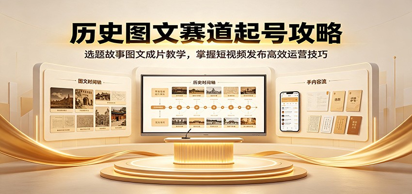 历史图文赛道起号攻略:选题故事图文成片教学,掌握短视频发布高效运营技巧-青鹤工作室